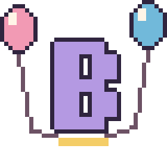 Pixel art Lettre B avec des ballons, grille 40 × 40