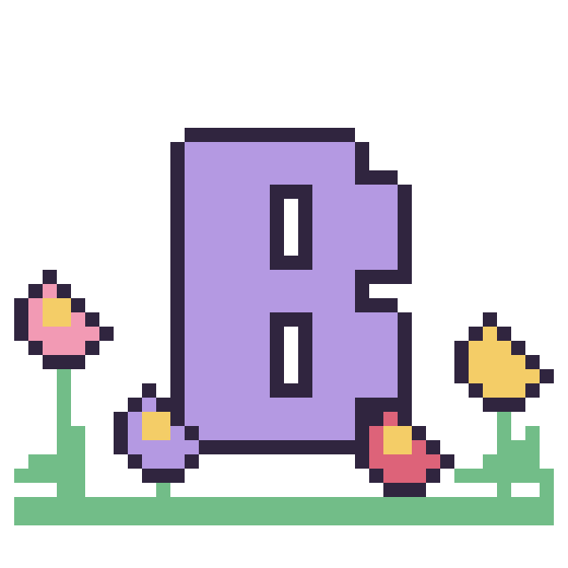 Modèle de pixel art Lettre B dans le jardin sur une grille de 40 par 40 cases