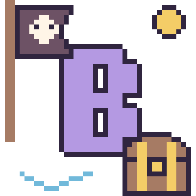 Modèle de pixel art Lettre B en aventure pirate sur une grille de 40 par 40 cases