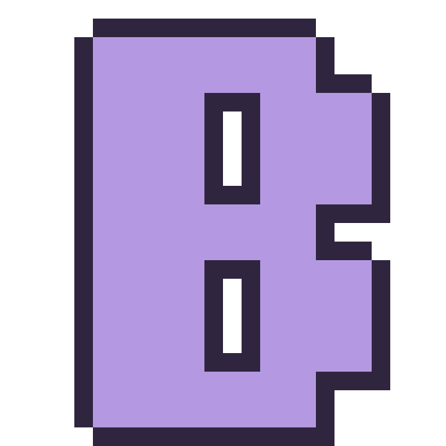 Modèle de pixel art Lettre B sur une grille de 24 par 24 cases