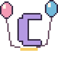 Pixel art Lettre C avec des ballons, grille 40 × 40