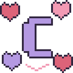 Pixel art Lettre C avec des cœurs, grille 40 × 40