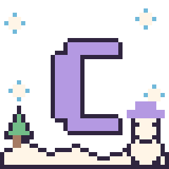 Pixel art Lettre C en hiver, grille 40 × 40