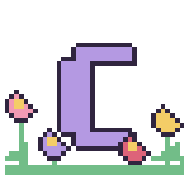 Modèle de pixel art Lettre C dans le jardin sur une grille de 40 par 40 cases