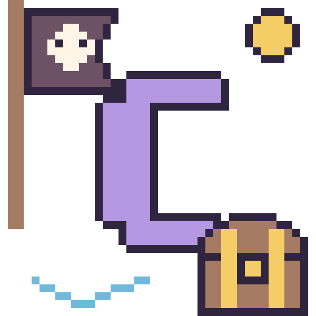 Modèle de pixel art Lettre C en aventure pirate sur une grille de 40 par 40 cases