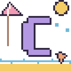Pixel art Lettre C à la plage, grille 40 × 40
