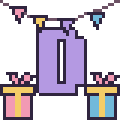 Pixel art Lettre D pour un anniversaire, grille 40 × 40