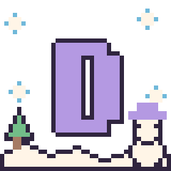 Pixel art Lettre D en hiver, grille 40 × 40