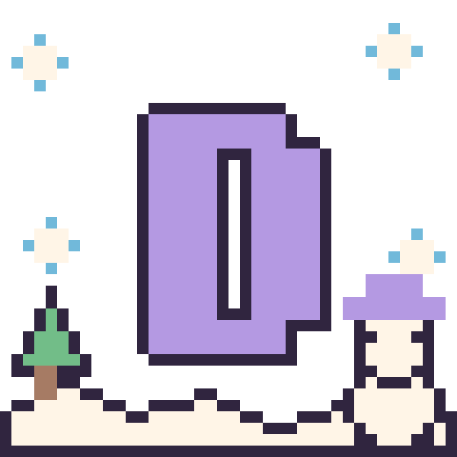 Modèle de pixel art Lettre D en hiver sur une grille de 40 par 40 cases