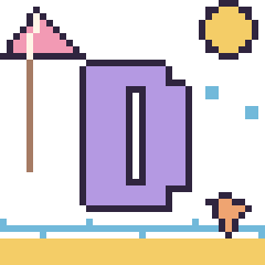 Pixel art Lettre D à la plage, grille 40 × 40