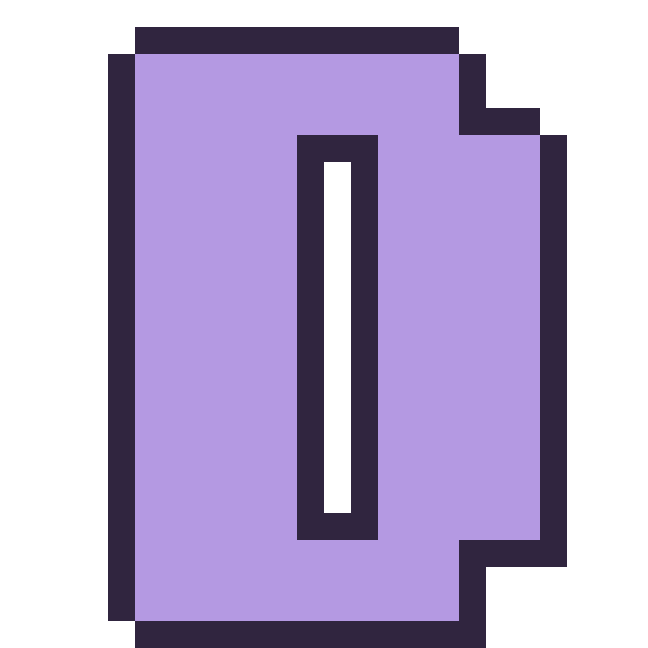 Modèle de pixel art Lettre D sur une grille de 24 par 24 cases