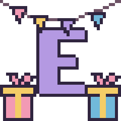 Pixel art Lettre E pour un anniversaire, grille 40 × 40