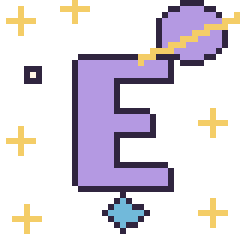 Pixel art Lettre E dans l’espace, grille 40 × 40