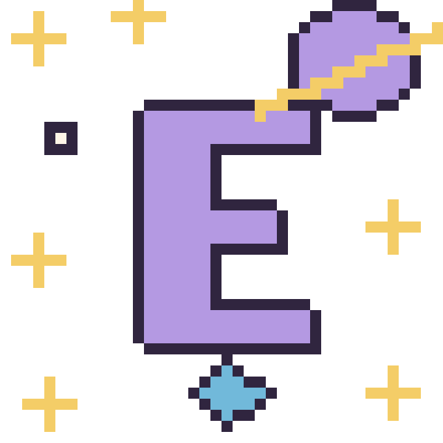 Modèle de pixel art Lettre E dans l’espace sur une grille de 40 par 40 cases