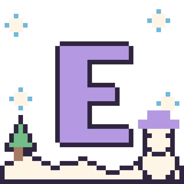 Modèle de pixel art Lettre E en hiver sur une grille de 40 par 40 cases