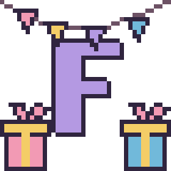 Pixel art Lettre F pour un anniversaire, grille 40 × 40