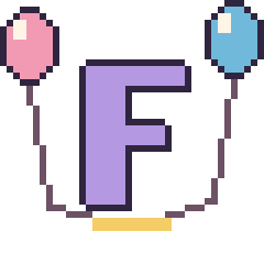 Pixel art Lettre F avec des ballons, grille 40 × 40
