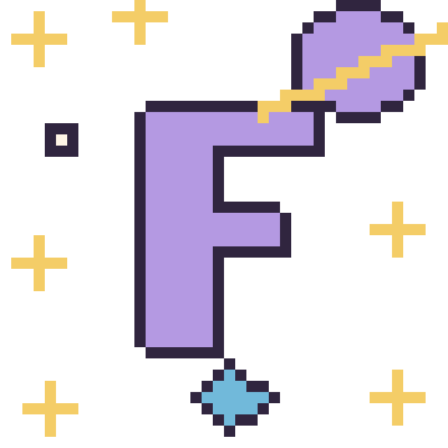 Modèle de pixel art Lettre F dans l’espace sur une grille de 40 par 40 cases