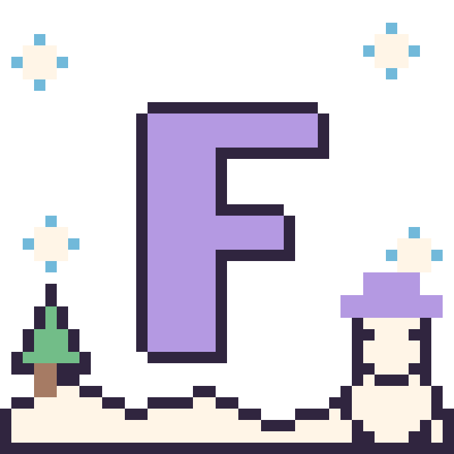 Modèle de pixel art Lettre F en hiver sur une grille de 40 par 40 cases