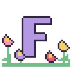 Pixel art Lettre F dans le jardin, grille 40 × 40