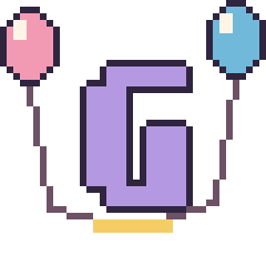 Pixel art Lettre G avec des ballons, grille 40 × 40