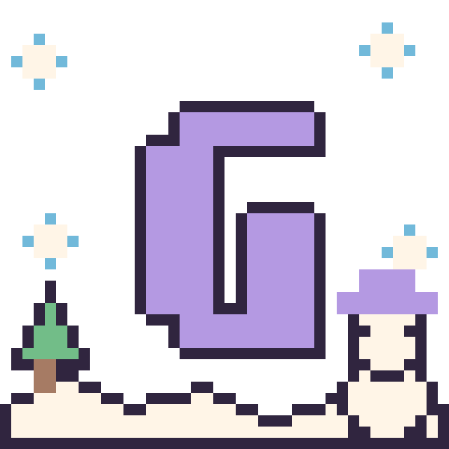 Modèle de pixel art Lettre G en hiver sur une grille de 40 par 40 cases