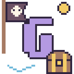 Pixel art Lettre G en aventure pirate, grille 40 × 40
