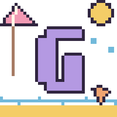 Pixel art Lettre G à la plage, grille 40 × 40
