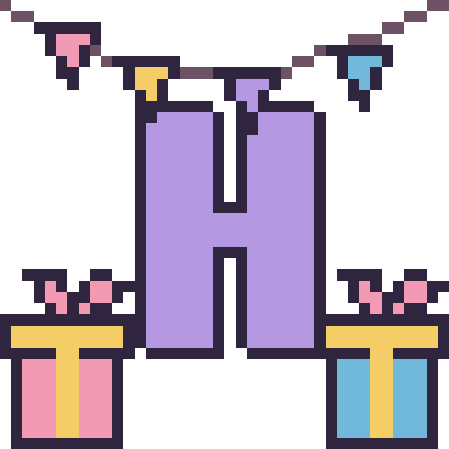 Modèle de pixel art Lettre H pour un anniversaire sur une grille de 40 par 40 cases