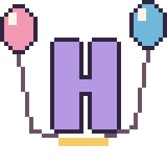 Pixel art Lettre H avec des ballons, grille 40 × 40