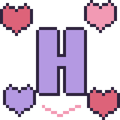 Pixel art Lettre H avec des cœurs, grille 40 × 40