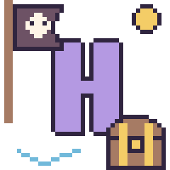Pixel art Lettre H en aventure pirate, grille 40 × 40