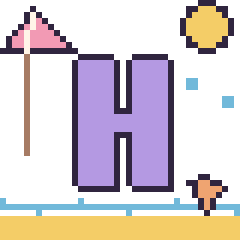 Pixel art Lettre H à la plage, grille 40 × 40