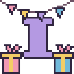 Pixel art Lettre I pour un anniversaire, grille 40 × 40