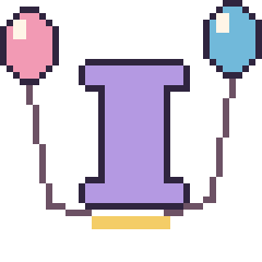 Pixel art Lettre I avec des ballons, grille 40 × 40
