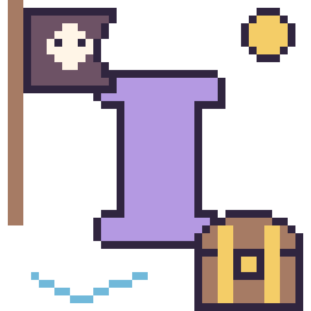 Modèle de pixel art Lettre I en aventure pirate sur une grille de 40 par 40 cases