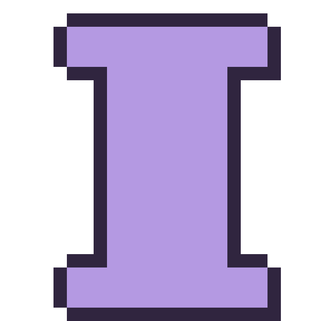 Modèle de pixel art Lettre I sur une grille de 24 par 24 cases