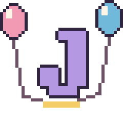 Pixel art Lettre J avec des ballons, grille 40 × 40