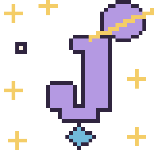 Modèle de pixel art Lettre J dans l’espace sur une grille de 40 par 40 cases