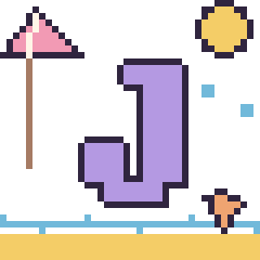 Pixel art Lettre J à la plage, grille 40 × 40