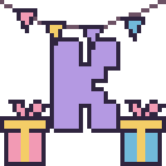 Pixel art Lettre K pour un anniversaire, grille 40 × 40
