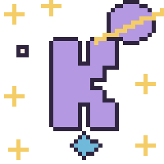 Pixel art Lettre K dans l’espace, grille 40 × 40