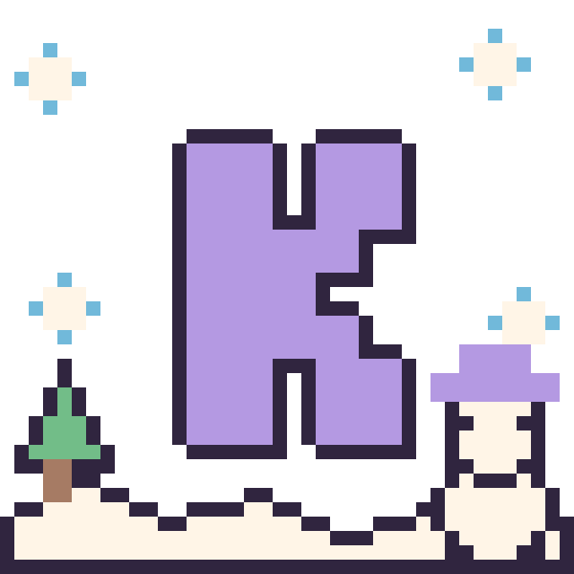 Modèle de pixel art Lettre K en hiver sur une grille de 40 par 40 cases