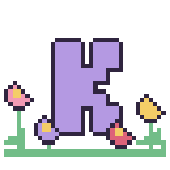 Pixel art Lettre K dans le jardin, grille 40 × 40