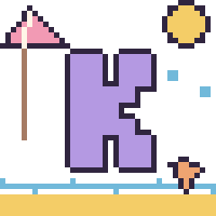 Pixel art Lettre K à la plage, grille 40 × 40