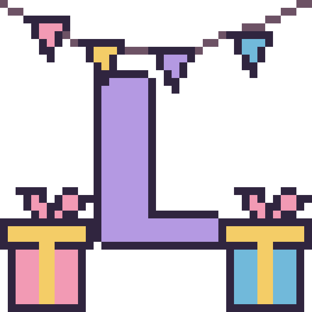 Modèle de pixel art Lettre L pour un anniversaire sur une grille de 40 par 40 cases