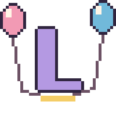 Pixel art Lettre L avec des ballons, grille 40 × 40