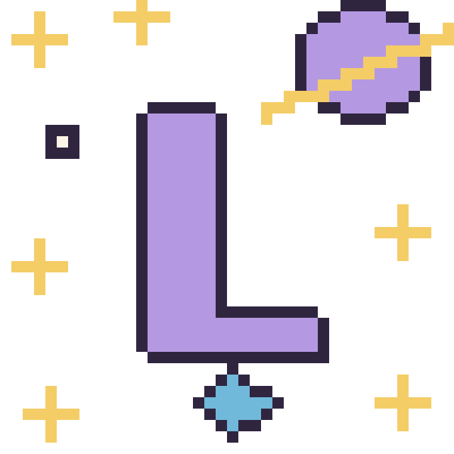 Modèle de pixel art Lettre L dans l’espace sur une grille de 40 par 40 cases