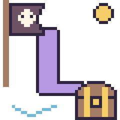 Pixel art Lettre L en aventure pirate, grille 40 × 40