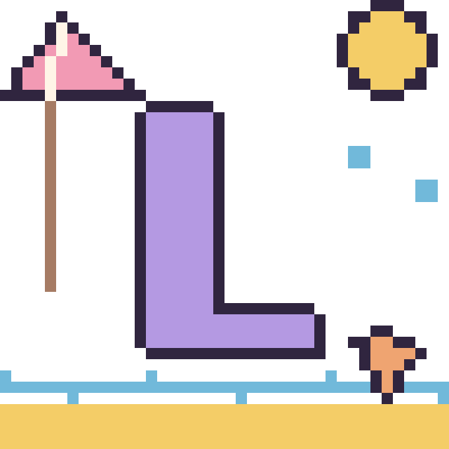 Modèle de pixel art Lettre L à la plage sur une grille de 40 par 40 cases